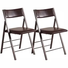 Fcj106-2wl Vastatio Folding Chairs With Cushion 2 Pack - Heavy Duty Steel Frame Foldable Dining C