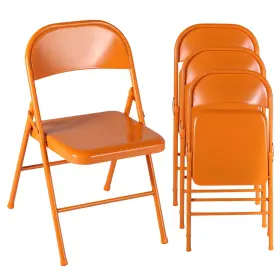 02c-orange-a4 Vecelo Metal Folding Chairs 4 Pack Double Hinged Steel Frame Easy Foldable&stackabl
