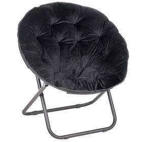 Vecelo 313092018090 Folding Moon Chair With Faux Fur Seat Black Saucer For Teens Adults No-a