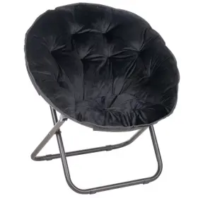 Vecelo 313092018090 Folding Moon Chair With Faux Fur Seat Black Saucer For Teens Adults No-a