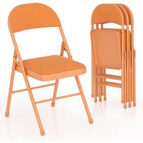 Vecelo 711181372793 4-pack Folding Chairs Portable Metal With Padded Fabric Seat For Home Office