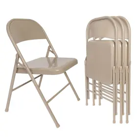 Vecelo 810110781795 Metal Folding Chairs 4 Pack Double Hinged Steel Frame Easy Foldable&stackable