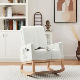 Vecelo 840408908252 Rocking Chair Nursery Upholstered Modern Glider Rocker With Padded Seat High