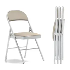 Vecelo 840408919395 4-pack Folding Chairs Portable Metal With Ultra Soft Pu Padded Cushion Seats