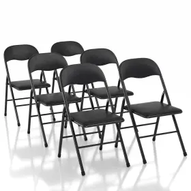 Vecelo 840408921817 Folding Chairs 6 Pack Metal Portable With Soft Pu Padded Seats For Home/offic