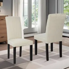 Vecelo 840408923026 Upholstered Dining Chairs Set Of 2 Modern Fabric And High Back Solid Wood L