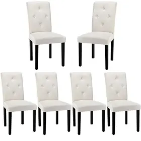 Vecelo 840408923248 Upholstered Dining Chairs Set Of 6 Modern Fabric And Solid Wood Legs &