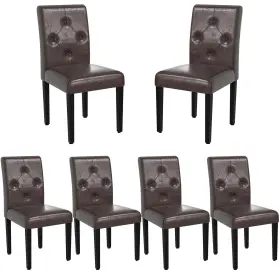 Vecelo 840408923262 Upholstered Dining Chairs Set Of 6 Modern Pu Leather And Solid Wood Le