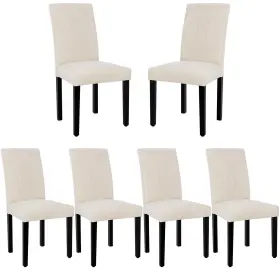 Vecelo 840408923279 Upholstered Dining Chairs Set Of 6 Modern Fabric And Solid Wood Legs &