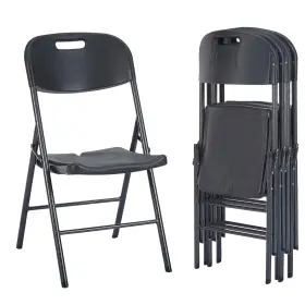 Vecelo 840408923675 4 Pack Folding Chairs Indoor/outdoor Use Plastic Seat With Steel Frame For Event