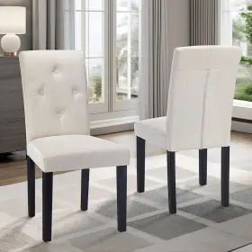 Vecelo 840408935333 Upholstered Dining Chairs Set Of 2 Modern Fabric And Solid Wood Legs