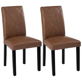 Vecelo 840408936736 Upholstered Dining Chairs Set Of 2 Modern Pu Leather And Solid Wood Legs Hi