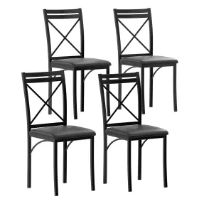 Vecelo 840408942997 Metal Dining Chairs Set Of 4 Steel Legs And Pu Leather Cushion Black