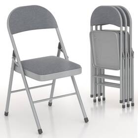 Vecelo 840408943444 Padded Folding Chairs 4 Pack Comfortable Cushioned Seat And Backrest With Stee