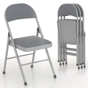 Vecelo 840408943444 Padded Folding Chairs 4 Pack Comfortable Cushioned Seat And Backrest With Stee