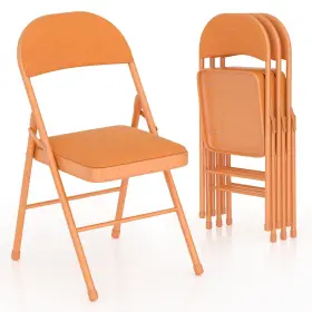 Vecelo 840408943451 Padded Folding Chairs 4 Pack Comfortable Cushioned Seat And Backrest With Stee