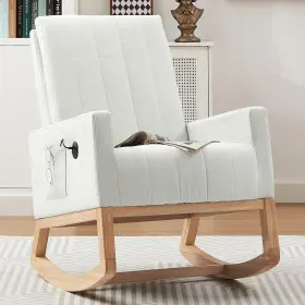 Vecelo 840408961042 Rocking Chair Nursery Upholstered Modern Glider Rocker With Padded Seat High