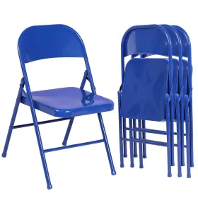 C02-blue-a4 Vecelo Metal Folding Chairs Double Hinged Steel Frame Damaged Box