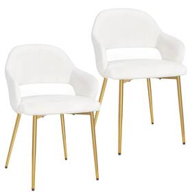 Vecelo Khd-cc-rf07-whe-a Velvet Dining Chairs Set Of 2 Modern Upholstered Kitchen With Cushion