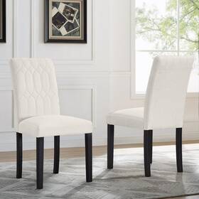 Vecelo Khd-dc05-bge-2p Upholstered Dining Chairs Set Of 2 Modern Accent Parsons With Comfort Seat