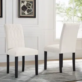 Khd-dc05-bge-2p Vecelo Upholstered Dining Chairs Set Of 2 Modern Accent Parsons With Comfort Seat