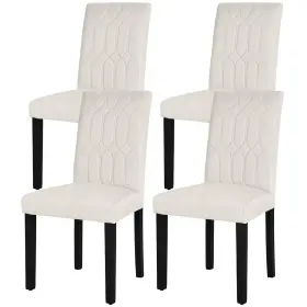 Khd-dc05-bge-4p Vecelo Upholstered Dining Chairs Set Of 4 Modern Accent Parsons With Comfort Seat