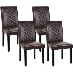 Vecelo Khd-dc07-cfe-4p Dining Chairs Set Of 4 Upholstered Pu Leather Wood Legs High Back For Kitche