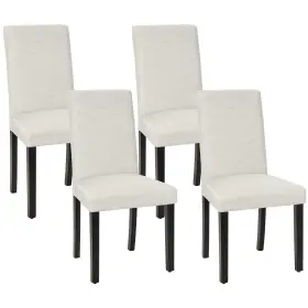 Khd-dc08-bge-4p Vecelo Upholstered Dining Chairs Set Of 4 Fabric Wood Legs High Back Beige