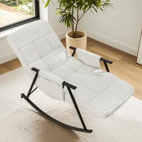 T5-rc06-wht Vecelo High Back Nursery Rocking Chair With Foot Rest White