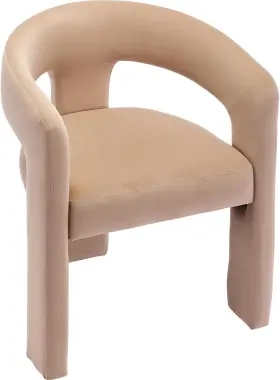 Asyx5101dc-1vka-110 Vescasa Velvet Barrel Dining Chair Open-back Upholstered Modern Accent Khaki
