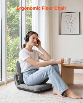 Vevor 197988371403 Adjustable Floor Gaming Chair Folding Lounge Ergonomic Gray