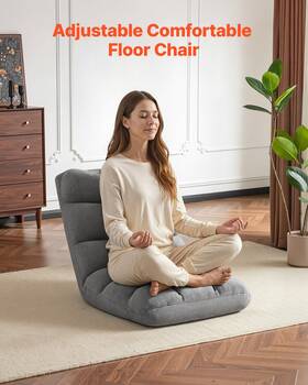 Vevor 197988374800 Adjustable Floor Gaming Chair Folding Lounge Coral Fleece Gray