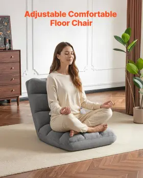 Vevor 197988374800 Adjustable Floor Gaming Chair Folding Lounge Coral Fleece Gray