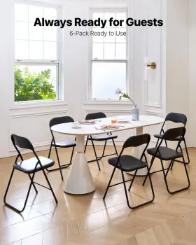 Vevor 197988531418 6 Pack Folding Chairs Foldable Leather With Heavy Duty Metal Frame