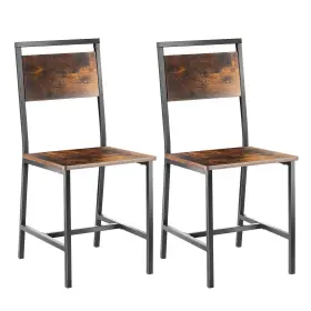 Vevor 197988535720 Set Of 2 Wooden Dining Chairs Farmhouse Kitchen Chair Metal Frame Backrest Brown