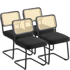 Vevor 197988550914 Rattan Chairs Set Of 4 Mid Century Modern Dining Chair Upholstered Velv