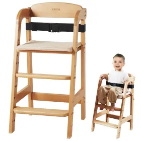 Vevor 840349960845 Wooden High Chair For Babies And Toddlers Convertible Adjustable Feeding Ch