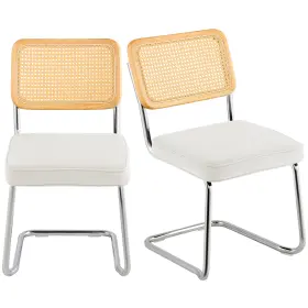 9832 Vevor Rattan Chairs Outdoor Patio Furniture Dining Chair 2pcs With Cushion White