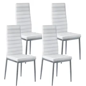 Da258 Vevor Set Of 4 Dining Chairs Modern Leather Kitchen Side Chair Back Metal Legs