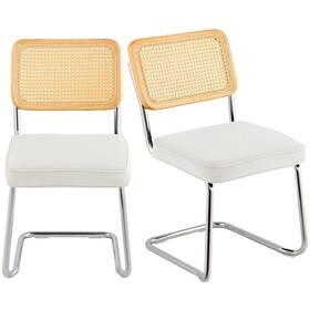 Vevor Tbycyterbs202hfwrv0 Rattan Dining Chairs Set Of 2 Mid Century Modern Chair Upholstered Vel