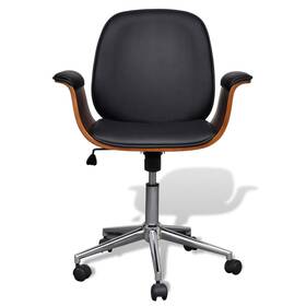 Vidaxl 241057 Swivel Arm Chair Ergonomic Office Bent Wood And Faux Leather