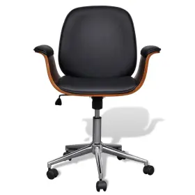 241057 Vidaxl Swivel Arm Chair Ergonomic Office Bent Wood And Faux Leather