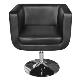 241921 Vidaxl Armchair Black Faux Leather Chrome Steel Wood Standard Swivel