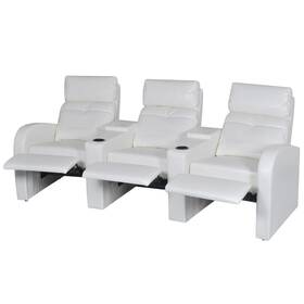 Vidaxl 242540 Recliner Sofa White Faux Leather Wood Plywood 3-seater