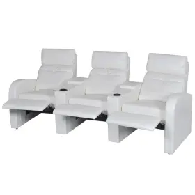 242540 Vidaxl Recliner Sofa White Faux Leather Wood Plywood 3-seater