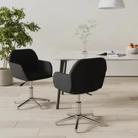 3103038 Vidaxl Swivel Dining Chairs 2 Pcs Black Fabric