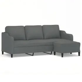 3201136 Vidaxl Sofa 3-seater Couch Armchair With Footstool For Living Room Fabric