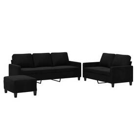 Vidaxl 3201531 Sofa Set Black Velvet 100% Polyester Metal Textilene Plywood
