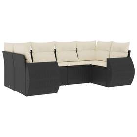 Vidaxl 3221775 Patio Sofa Set With Cushions Outdoor Furniture 6 Piece Poly Rattan