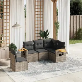3226816 Vidaxl Garden Sofa Set Grey Pe Rattan Medium Adjustable Armrests